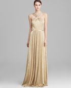 David Meister Gown Metallic Cross Neck Halter - Lyst