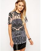 Asos Top In Burnout With Deco Print - Lyst