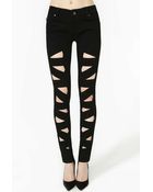 Nasty Gal Lattice Leg Skinny Jeans - Lyst