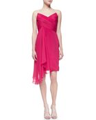 Marchesa Strapless Cascadefront Cocktail Dress - Lyst