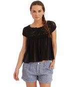 Free People Crocheted Yoke Blouse - Lyst