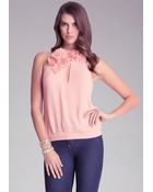 Bebe Rosette Mock Halter Top - Lyst