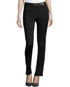 J Brand Leather-Detail Crepe Pants - Lyst