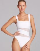 DKNY Solid Mesh Splice Maillot One Piece Swimsuit - Lyst