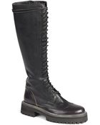 Ann Demeulemeester Leather Knee-High Combat Boots - Lyst