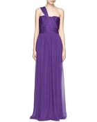 Notte By Marchesa One-shoulder Cascade Silk Chiffon Gown - Lyst