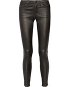 Current/Elliott The Ankle Metallic Leather Skinny Jeans - Lyst