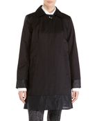 Vince Camuto Black Faux Leather Trim Trench Coat - Lyst