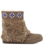 Tory Burch Lafayette Emroidered Suede Boots With Fur - Lyst
