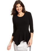 Karen Kane Long-Sleeve Peplum Top - Lyst
