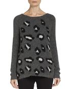 Ella Moss Fuzzy Lepoard Print Sweater - Lyst
