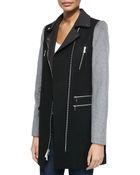 Dawn Levy Notched-Collar Moto Coat - Lyst