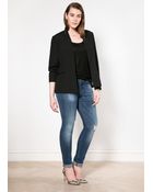 Violeta By Mango Satin Collar Crepe Blazer - Lyst