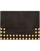 Valentino Black Grained Leather Studded Clutch - Lyst