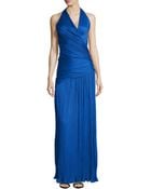 Halston Heritage Pleated Wrap-Waist Halter Gown - Lyst