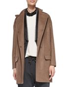 Brunello Cucinelli Wool-Blend Coat With Fox Fur Collar - Lyst