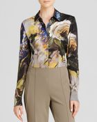 Escada Blouse Fantasy Rose Print Long Sleeve Silk - Lyst