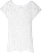 Oscar de la Renta Vinyl-Appliquã©D Cotton-Lace Top - Lyst