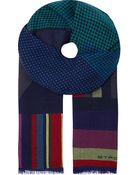 Etro Striped Geometric Print Scarf - Lyst