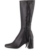 Saint Laurent Napa Fringe Knee Boot - Lyst