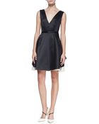 Halston Heritage Satin Colorblock Vneck Dress - Lyst