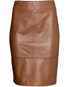 H&M Leather Skirt - Lyst