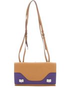Prada Tan And Purple Leather Satchel - Lyst