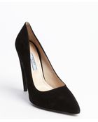 Prada Black Suede Pointed To Pumps - Lyst