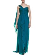 Notte By Marchesa Oneshoulder Chiffon Gown Peacock - Lyst