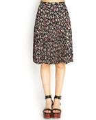 Forever 21 Pleated Floral Midi Skirt - Lyst