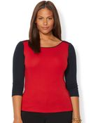 Lauren by Ralph Lauren Plus Size Colorblocked Top - Lyst