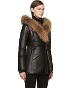 Mackage Black Leather Down Ingrid Coat - Lyst