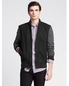 Banana Republic Mixed-Media Baseball Jacket - Lyst