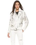 Acne Studios Shredded Leather Motorcyle Jacket White - Lyst