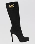 MICHAEL Michael Kors Tall Dress Boots - Hayley Mk Logo Plate High Heel - Lyst