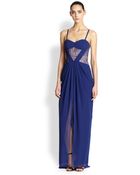 BCBGMAXAZRIA Georgette & Lace Strapless Gown - Lyst