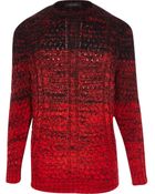 River Island Red Ombre Cable Knit Jumper - Lyst