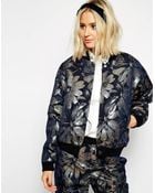 Asos Black Holographic Floral Print Jacket - Lyst