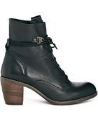 Steve Madden Gretchen Black Leather Heeled Ankle Boots - Lyst