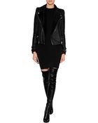 Balmain Leather Biker Jacket With Shearling Lining - Lyst