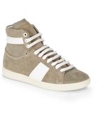 Saint Laurent Suede and Leather Hightop Sneakers - Lyst