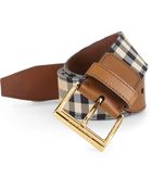 Burberry Horseferry Check Leather Belt - Lyst