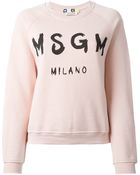 MSGM Logo-Print Cotton Sweatshirt - Lyst