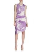 Halston Heritage Sleeveless Sidetuck Printed Dress - Lyst