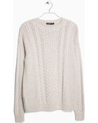 Mango Cable-Knit Cotton Sweater - Lyst