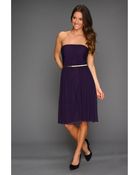 Donna Morgan Donna Strapless Belted Chiffon Dress - Lyst