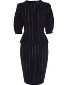Karen Millen Chalk Stripe Knit Dress - Lyst