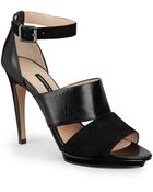 French Connection Walda Suede & Leather Platform Sandals - Lyst