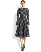 Oscar de la Renta Boatneck Check Dress - Lyst