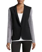 Michael Kors Crepe One-Button Contrast-Sleeve Blazer - Lyst